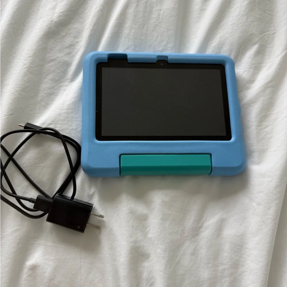 Amazon Fire 7 Blue Kids Tablet with Teal Stand - Portable Touchscreen